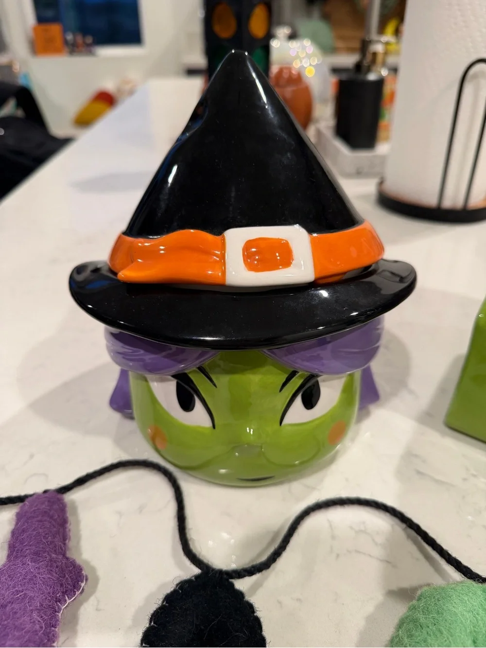 Witch themed halloween decor